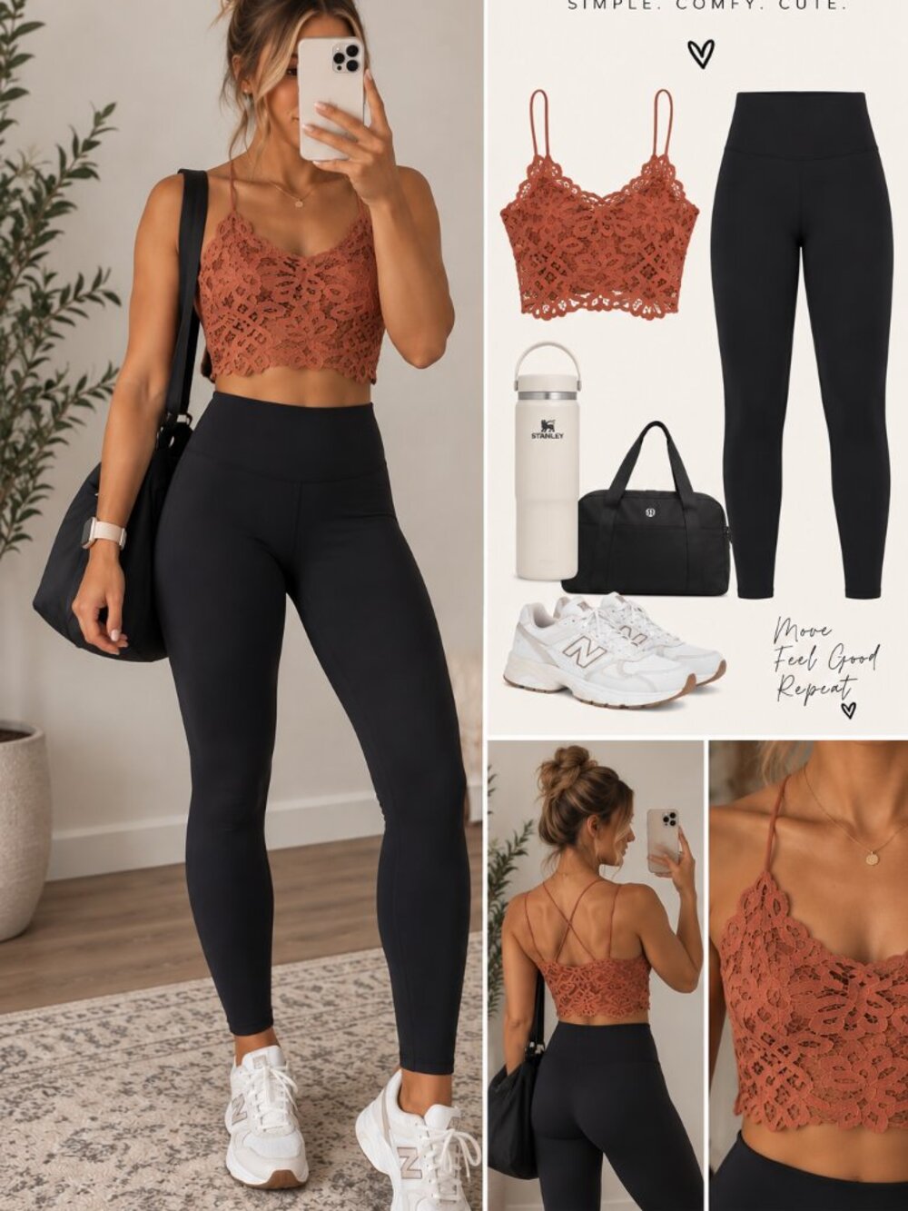 Free People Adella Lace Bralette Rust Brown Crochet Boho Size L